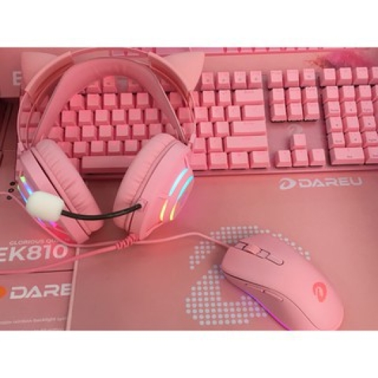 Combo Phím cơ - Chuột gaming - Tai nghe gaming Dareu Hồng