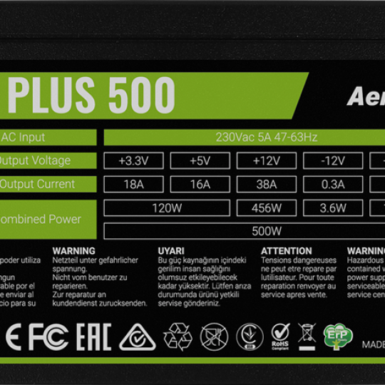 Nguồn AERO COOL VX PLUS 500W New Chính Hãng