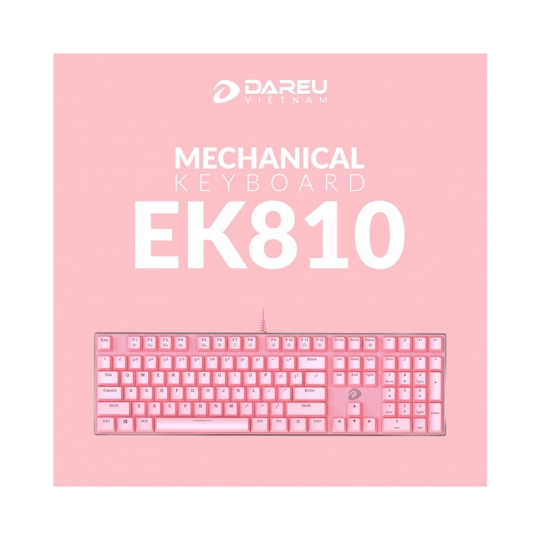 Bàn Phím Cơ DAREU EK810 PINK - Led Pink (USB/Red switch) - Bàn Phím Gaming Màu Hồng Chính Hãng